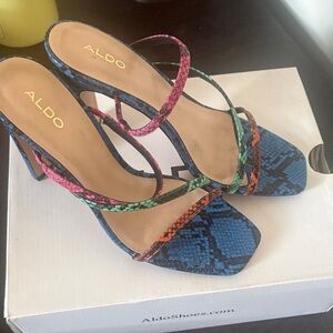 ALDO Colorful Snakeskin Strappy Heels